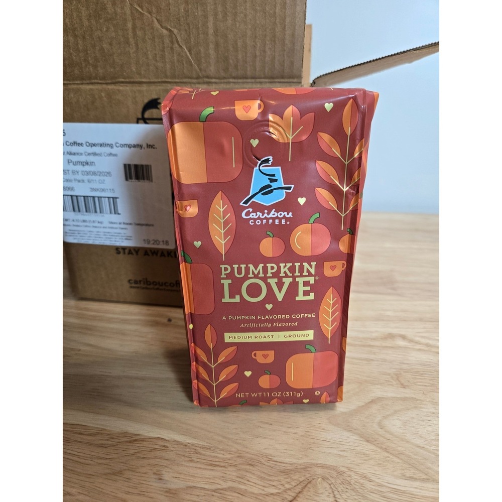 Caribou Coffee Pumpkin Love Ground Medium Roast 11oz Bags 6 Pack Bulk Case